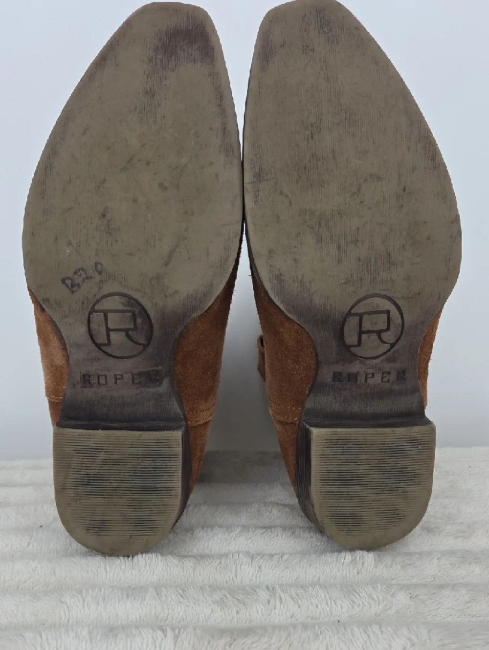 Roper Brown Suede Ankle Boots with Woven Multi-Color Shaft